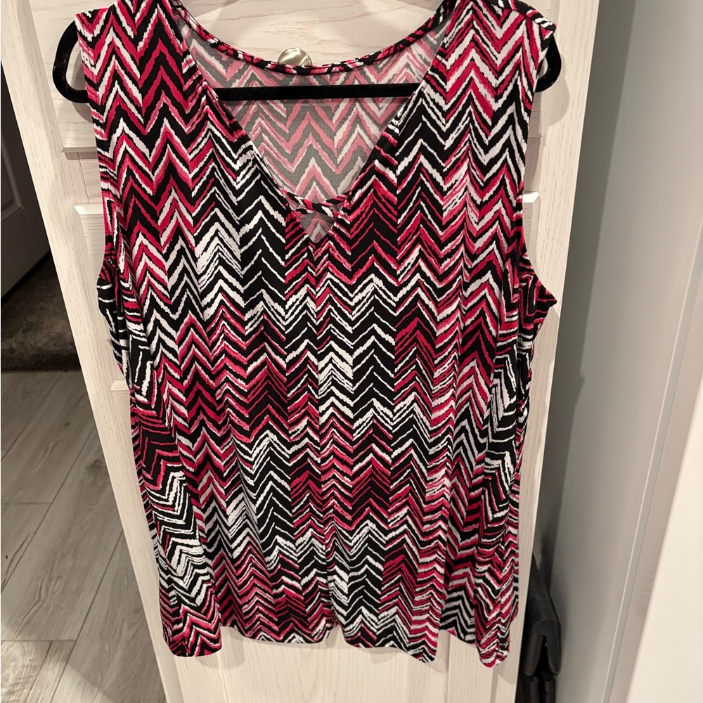 Catherines Chevron Tank Top - Pink, Black, White